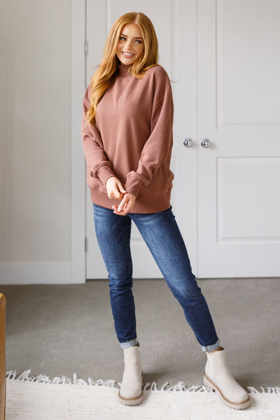 Leena Mock Neck Pullover in Cocoa